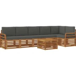 vidaXL Ensemble de canapé d'angle 7 pcs Naturel et Anthracite