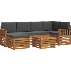 vidaXL Ensemble de canapé d'angle 7 pcs Naturel et Anthracite