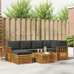 vidaXL Ensemble de canapé d'angle 7 pcs Naturel et Anthracite