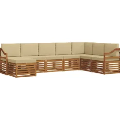 vidaXL Ensemble de canapé d'angle avec coussin 8 pcs Naturel et Beige
