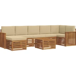 vidaXL Ensemble de canapé d'angle avec coussin 8 pcs Naturel et Beige