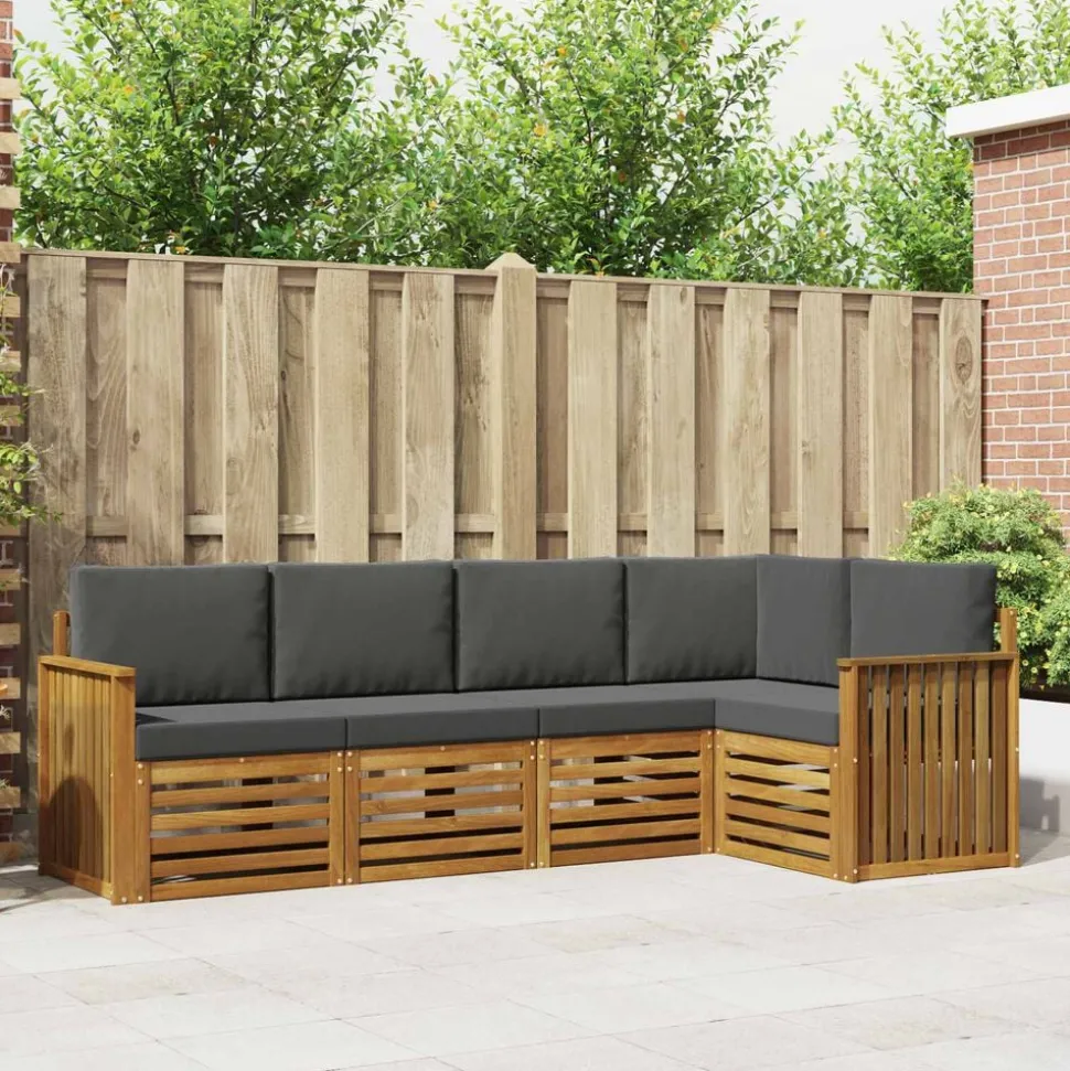 vidaXL Ensemble de canapé d'angle 5 pcs Naturel et Anthracite