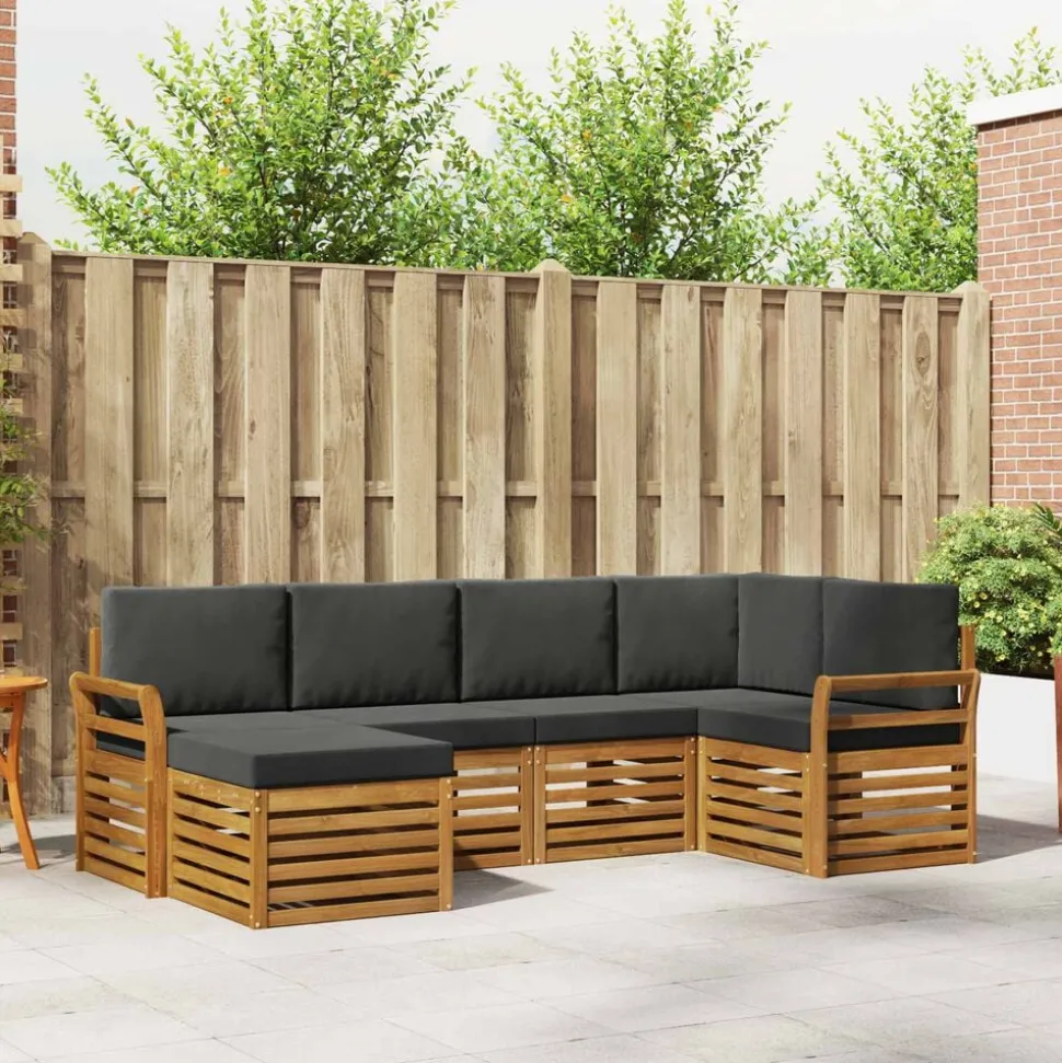 vidaXL Ensemble de canapé d'angle 6 pcs Naturel et Anthracite