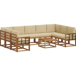 vidaXL Ensemble de canapés d'extérieur 10 pcs Naturel et Beige