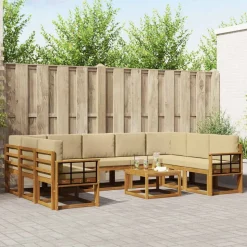 vidaXL Ensemble de canapés d'extérieur 10 pcs Naturel et Beige