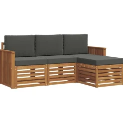 vidaXL Ensemble de canapés d'extérieur 4 pcs Naturel et Anthracite