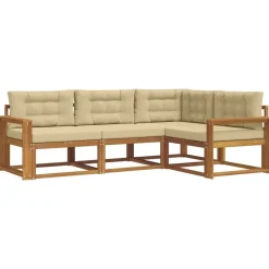 vidaXL Ensemble de canapés d'extérieur 4 pcs Naturel et Beige