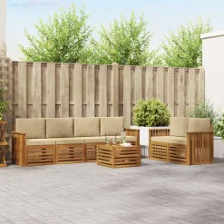 vidaXL Ensemble de canapés d'extérieur avec coussin Naturel et Beige