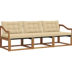 vidaXL Ensemble de canapés d'extérieur 3 pcs Naturel et Beige