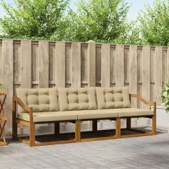 vidaXL Ensemble de canapés d'extérieur 3 pcs Naturel et Beige