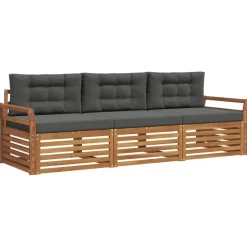 vidaXL Ensemble de canapés d'extérieur 3 pcs Naturel et Anthracite
