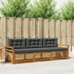 vidaXL Ensemble de canapés d'extérieur 3 pcs Naturel et Anthracite