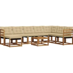 vidaXL Ensemble de canapés d'extérieur 9 pcs Naturel et Beige