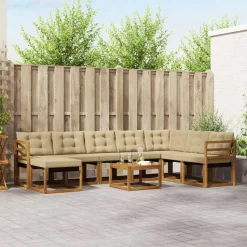 vidaXL Ensemble de canapés d'extérieur 9 pcs Naturel et Beige