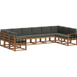 vidaXL Ensemble de canapés d'extérieur 10 pcs Naturel et Anthracite