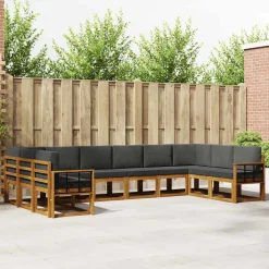 vidaXL Ensemble de canapés d'extérieur 10 pcs Naturel et Anthracite