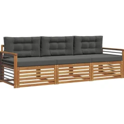 vidaXL Ensemble de canapés d'extérieur 3 pcs Naturel et Anthracite