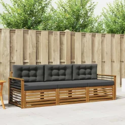 vidaXL Ensemble de canapés d'extérieur 3 pcs Naturel et Anthracite