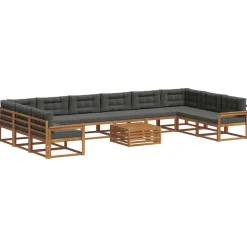 vidaXL Ensemble de canapés d'extérieur 11 pcs Naturel et Anthracite