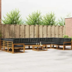 vidaXL Ensemble de canapés d'extérieur 11 pcs Naturel et Anthracite