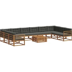 vidaXL Ensemble de canapés d'extérieur 11 pcs Naturel et Anthracite