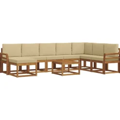 vidaXL Ensemble de canapés d'extérieur 9 pcs Naturel et Beige