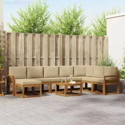 vidaXL Ensemble de canapés d'extérieur 9 pcs Naturel et Beige