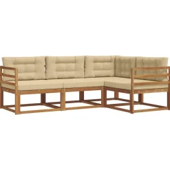 vidaXL Ensemble de canapés d'extérieur 4 pcs Naturel et Beige