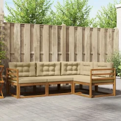 vidaXL Ensemble de canapés d'extérieur 4 pcs Naturel et Beige