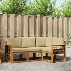 vidaXL Ensemble de canapés d'extérieur 4 pcs Naturel et Beige
