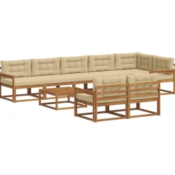 vidaXL Ensemble de canapés d'extérieur 9 pcs Naturel et Beige
