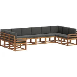 vidaXL Ensemble de canapés d'extérieur 10 pcs Naturel et Anthracite