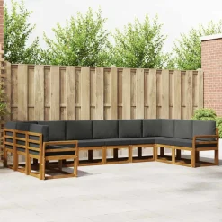 vidaXL Ensemble de canapés d'extérieur 10 pcs Naturel et Anthracite