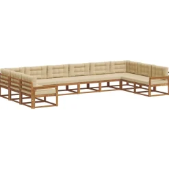 vidaXL Ensemble de canapés d'extérieur 10 pcs Naturel et Beige