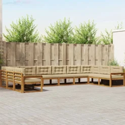vidaXL Ensemble de canapés d'extérieur 10 pcs Naturel et Beige