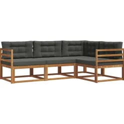 vidaXL Ensemble de canapés d'extérieur 4 pcs Naturel et Anthracite