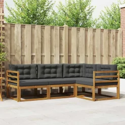 vidaXL Ensemble de canapés d'extérieur 4 pcs Naturel et Anthracite