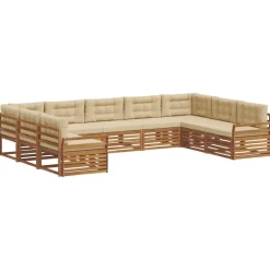 vidaXL Ensemble de canapés d'extérieur 9 pcs Naturel et Beige