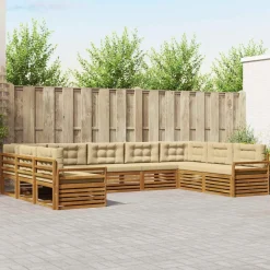 vidaXL Ensemble de canapés d'extérieur 9 pcs Naturel et Beige