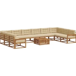 vidaXL Ensemble de canapés d'extérieur 11 pcs Naturel et Beige