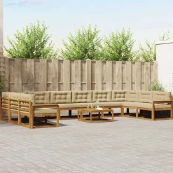 vidaXL Ensemble de canapés d'extérieur 11 pcs Naturel et Beige
