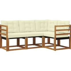 vidaXL Ensemble de canapés d'extérieur 4 pcs Naturel et Beige