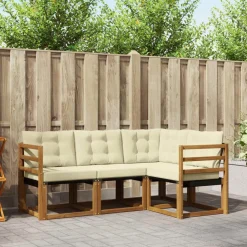 vidaXL Ensemble de canapés d'extérieur 4 pcs Naturel et Beige