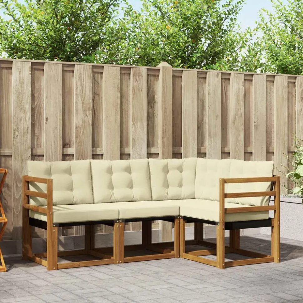 vidaXL Ensemble de canapés d'extérieur 4 pcs Naturel et Beige