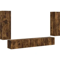 vidaXL Ensemble de meuble TV mural 4 pcs Chêne fumé Bois d'ingénierie