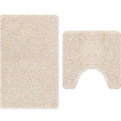 vidaXL Ensemble de tapis de bain antidérapants 2 pcs Crème PP