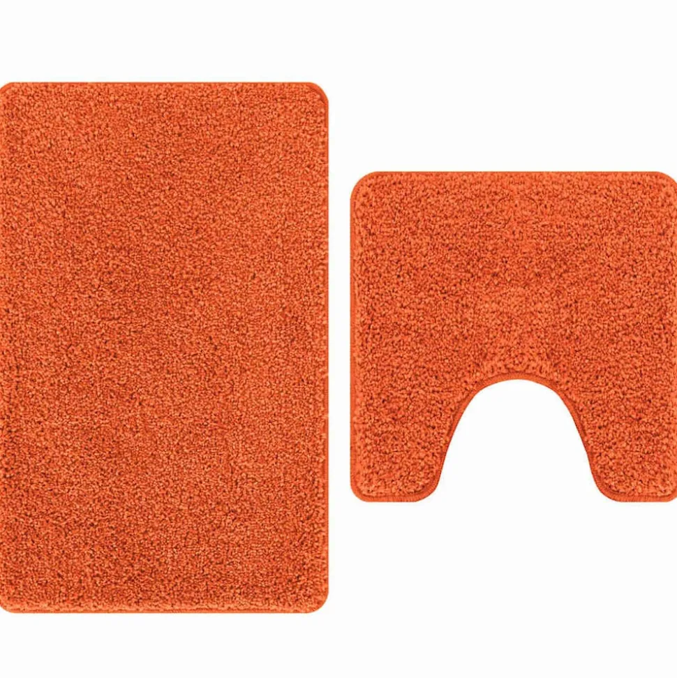 vidaXL Ensemble de tapis de bain antidérapants 2 pcs Orange PP