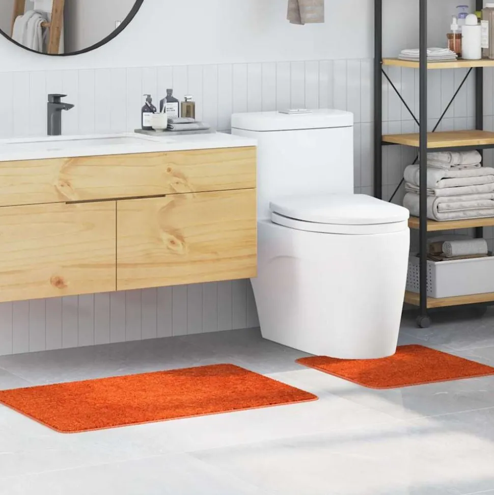 vidaXL Ensemble de tapis de bain antidérapants 2 pcs Orange PP