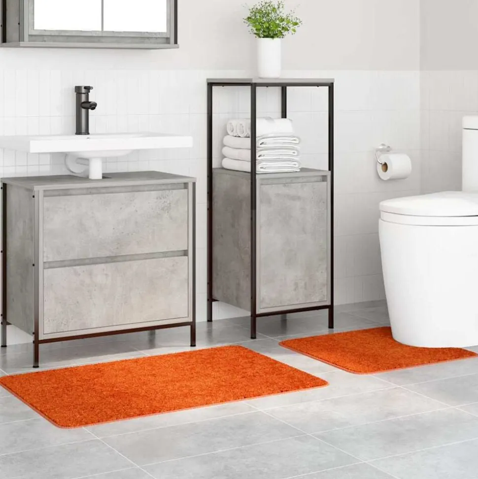 vidaXL Ensemble de tapis de bain antidérapants 2 pcs Orange PP