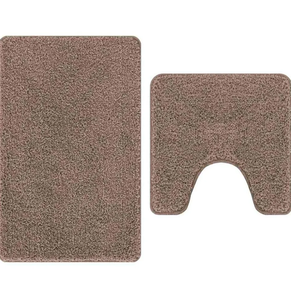 vidaXL Ensemble de tapis de bain antidérapants 2 pcs Marron PP